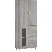 vidaXL Highboard Gris Sonoma 69,5x34x180 cm Matériau dérivé du bois
