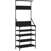 vidaXL Porte-vêtements et rangement des chaussures noir 70x34x184 cm