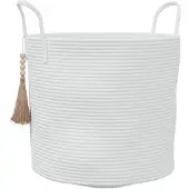 vidaXL Panier de rangement blanc Ø40x35 cm coton