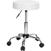 EHokery TULSA Tabouret tournant cosmétique Blanc, réglable en hauteur