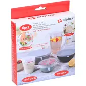 Alpina Couvercles flexibles - Couvercles en silicone - Stretch - Ø 6/9/11/14/16/20 cm - Réutilisables - 6 pièces - Transparent