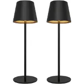 LEDVION Lot de 2 Lampes de Table LED Rechargeables Noir Mat 2700K-5000K