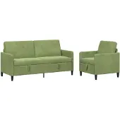 vidaXL Ensemble de canapés avec rangement, 2 pièces, polyester vert clair