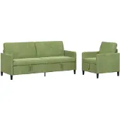 vidaXL Ensemble de canapés avec rangement, 2 pièces, polyester vert clair