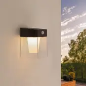 LEDVION applique solaire LED carrée avec détecteur noir
