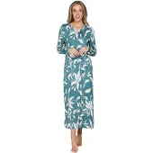 Pastunette Chemise de nuit 'Nordic Leaf' crème / vert foncé