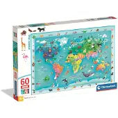 Clementoni Puzzle 60 maxi Carte de la faune super couleur 26072