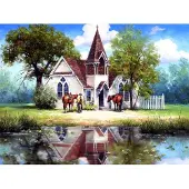 Sunsout Puzzle Reflet d'une Eglise en Campagne - 1000 pièces