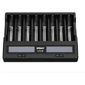 XTAR VC8S - Chargeur-analyseur pour batteries Li-Ion 3,6 V - 3,7 V et NIMH 1,2 V