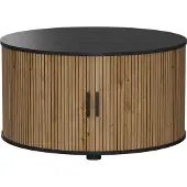 Vicco Table basse Selva Chêne/Noir 80x80cm avec porte coulissante, Model 56362