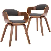 vidaXL Chaise de salle à manger 2 pcs. Gris foncé Tissu et bois courbé