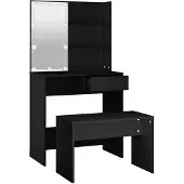 vidaXL Ensemble de coiffeuse avec LED Noir Bois composite