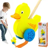 Vigatoys Jouet à pousser Viga 50961 - canard sur bâton en bois