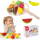 Classic World Set de découpe en bois pour fruits, à fixation par velcro