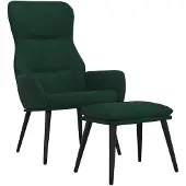 vidaXL Fauteuil relax avec pouf Vert foncé Tissu