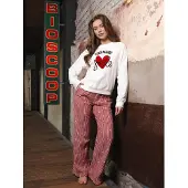 Rebelle Pyjama 'Endless Love' rouge / blanc cassé