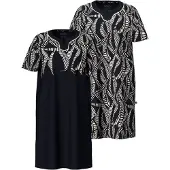 Ulla Popken Chemise de nuit gris clair / noir