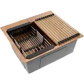 REA Évier En Acier Inoxydable Leo 50 + 3 Accessoires Gris Brush Copper