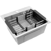 REA Évier En Acier Inoxydable Leo 40 + 3 Accessoires Gris Brush Nickel