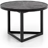 Wohnling Table basse 58x58x40 cm manguier bois massif / métal noir table canapé ronde |