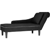 vidaXL Chaise longue avec coussin et accoudoir droit Noir velours
