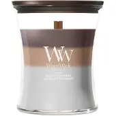 Woodwick Trilogy Radiant Cashmere bougie parfumée avec mèche en bois 275 g