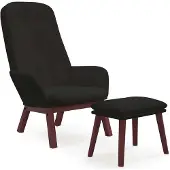 vidaXL Fauteuil relax avec pouf noir velours