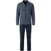 Hajo Pyjama long bleu foncé / blanc