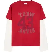 Bershka T-Shirt rouge / bordeaux / bourgogne / blanc