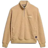 Superdry Femme Détail Logo À Col Camionneur Country Club Sweat En Polaire, Beige &amp; Noir, Taille: 42