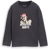 Tom Tailor T-Shirt gris foncé / rouge / blanc