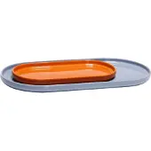 Hubsch - Amare Serving Plateau Set of 2 Light Blue/Orange