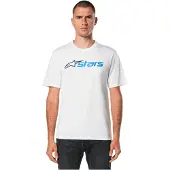 Alpinestars T-shirt Homme Manches Courtes Coton Blanc Blaze Bleu Logo