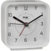 TFA-Dostmann Réveil analogique , modèle 60.1044, alimenté par pile, comprenant une horloge quartz, sans tic-tac, idéal pour la chambre à coucher, le salon ou la cuisine, avec fonction snooze