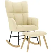 vidaXL Chaise à bascule avec repose-pied Crème Tissu