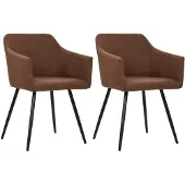 vidaXL Chaise de salle à manger 2 pcs. Marron Tissu