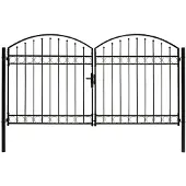 vidaXL Portillon double porte avec dessus arqué Acier 300x175 cm Noir