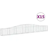 vidaXL Gabions avec arc surélevé 15 pcs. 400x30x40/60 cm Fer galvanisé