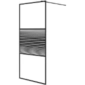 vidaXL Paroi de douche pour passage piétonnier noir 90x195 cm verre ESG transparent