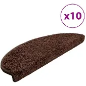 vidaXL Tapis d'escalier 10 pièces 65 x 21 x 4 cm Marron Demi-rond Grand