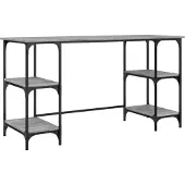 vidaXL Bureau Gris Sonoma 140x50x75 cm Métal Bois composite