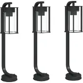 vidaXL Lampes d'allée 3 pcs. noir 60 cm acier inoxydable