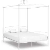 vidaXL Châssis de lit à baldaquin blanc métal 180 x 200 cm