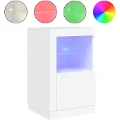 vidaXL Armoire d'appoint avec lampes LED Blanc Matériau dérivé du bois