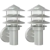 vidaXL Lampes murales extérieures 2 pcs. argent acier inoxydable