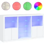 vidaXL Sideboard avec lampes LED blanc 181,5x37x100 cm