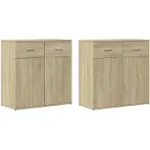 vidaXL Sideboards 2 pcs. chêne Sonoma 79x38x80 cm bois composite
