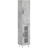 vidaXL Highboard gris béton 34,5x34x180 cm Bois composite