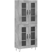 vidaXL Highboard gris béton 69,5x34x180 cm Bois composite