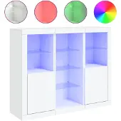 vidaXL Sideboards avec lampes LED 3 pcs. Blanc Bois composite